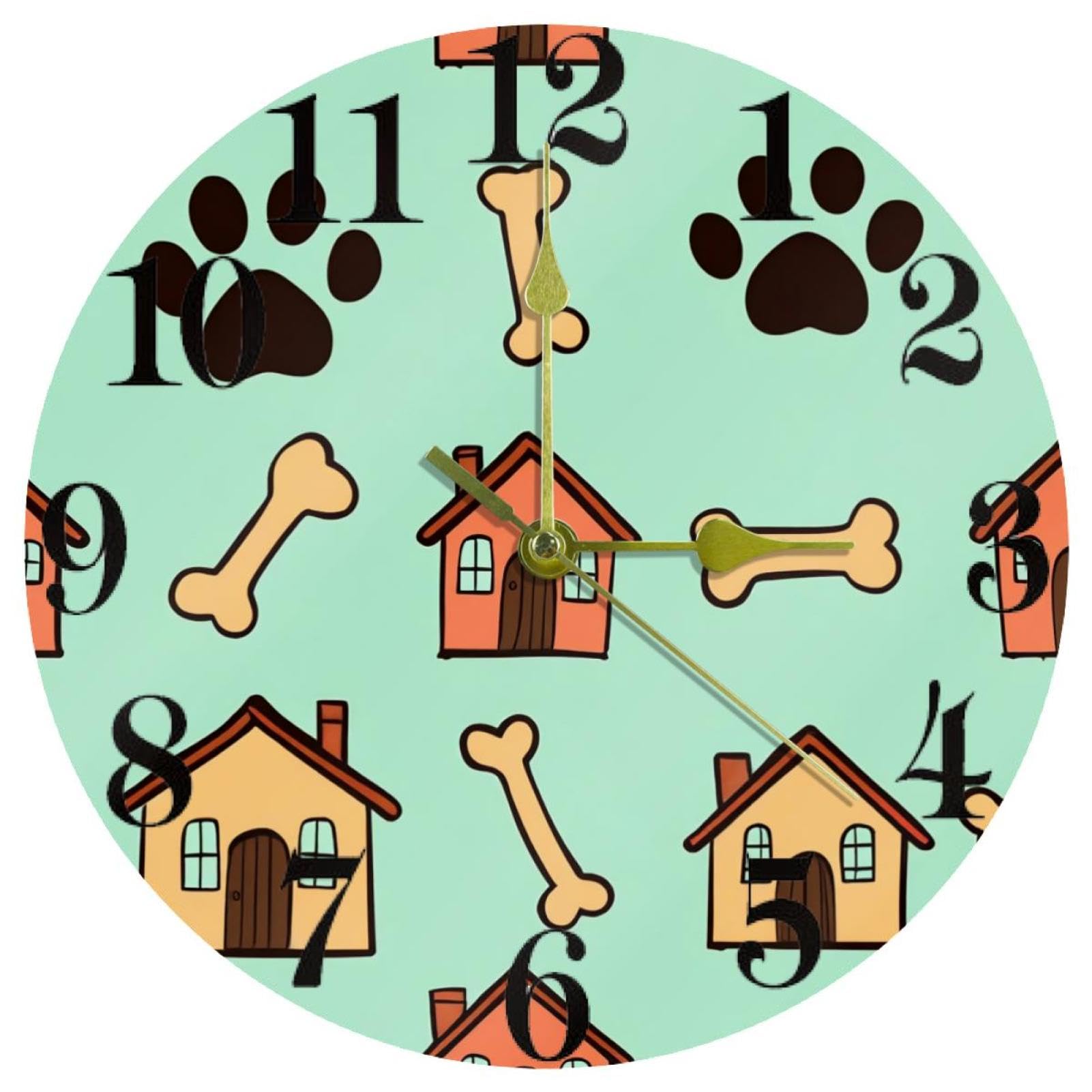Horloge murale os de chien à quartz silencieuse ronde pour salon