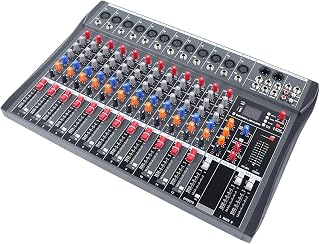 8/12/16 Channel Audio Mixer Sound Board Console, 110V Professional Live Studio Sound Mixing, Bluetooth Board Console Music Effects for Live Show Streaming Recording & Karaoke (12 Channel Audio Mixer)