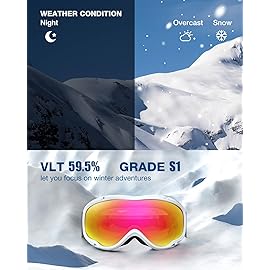 ZIONOR Lagopus Ski Snowboard Goggles UV Protection Anti fog Snow Goggles for Men Women Adult Youth