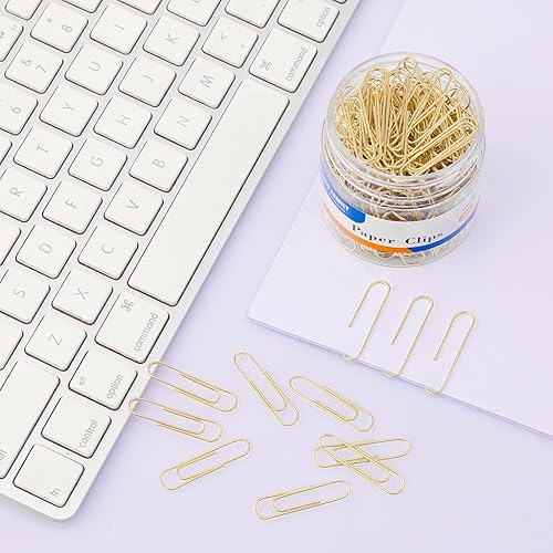 Miniatura 5 de FUDAO FAMILY Clips de papel medianos, 200 unidades, clips de papel, clips de papel dorados, clip de papel de 1.3 pulgadas (1.260 in)