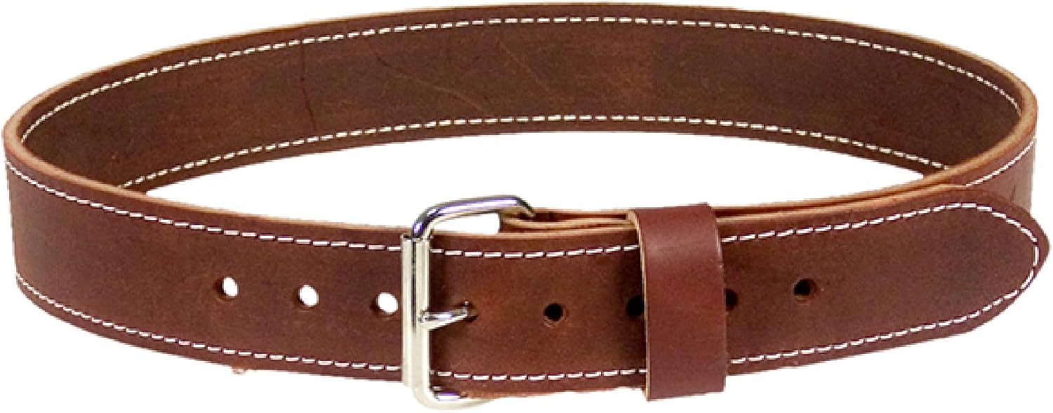 Occidental Leather 2" Leather Work Belt - X-Large, OxyRed - Bridle Leather, Heavy-Duty Steel Roller Buckle, Edge Stitched - Made in USA