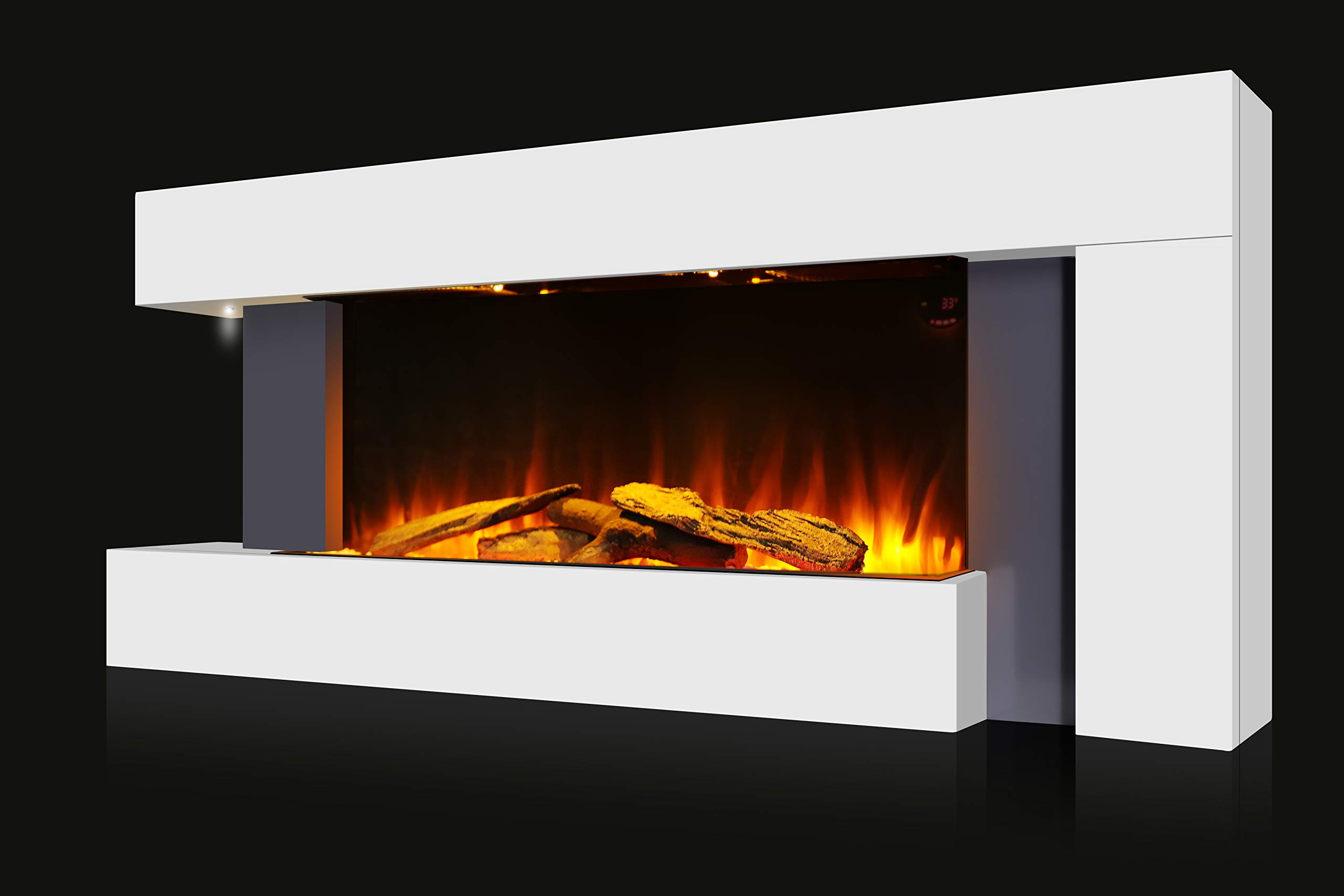 Buy Electric Fire, White Electric Fire Wall Mounted, LED Flame Effect Electric Heater, 55" Wide