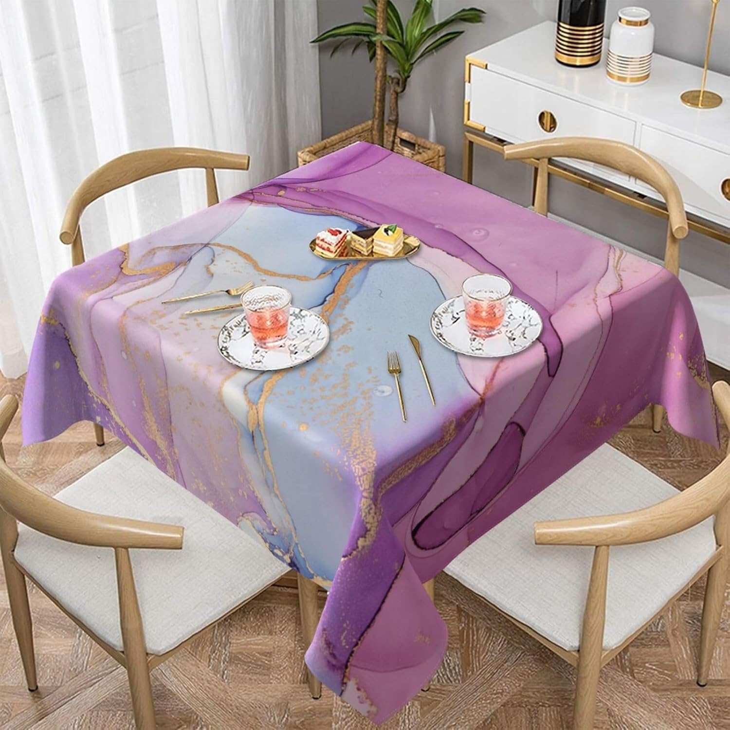 Nappes carrées d'été lavables en polyester 60x60 motif marbre vintage décoration table de fête