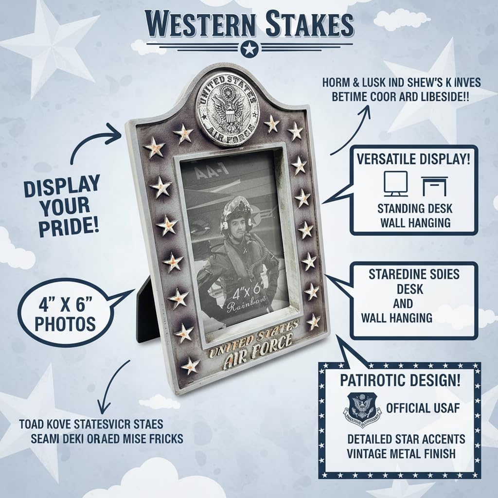 Urbalabs USA Flag Military Air Force 4x6 Stars and Stripes Hero Decor Service Member Our Hero Picture Frame Gifts Patriotic Picture Frame Decor Photo Frame Wall Hanging or Standing 4x6 Picture Frames United States US Flag Military Picture Box