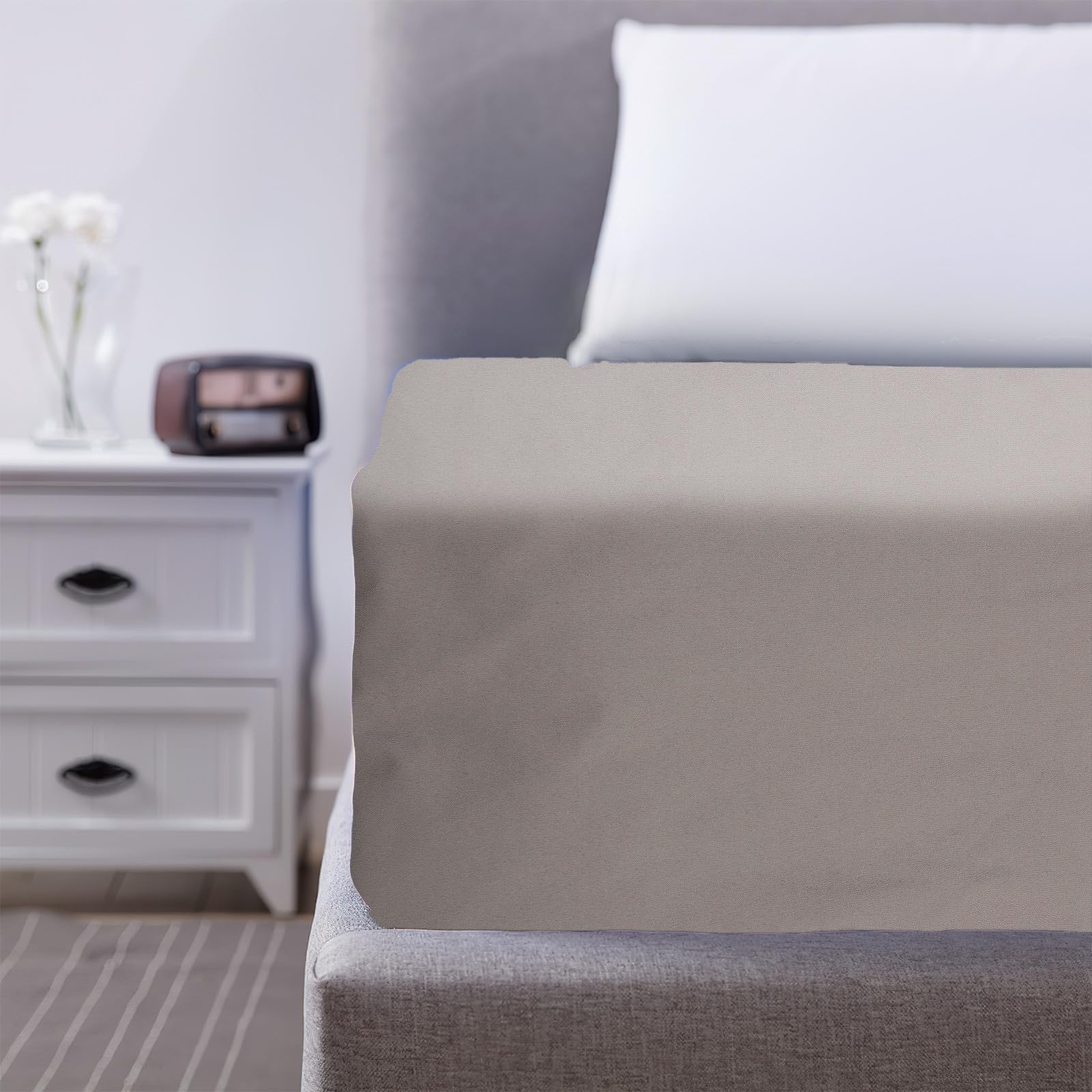 HOMSFOU Atmungsaktives Spannbettlaken 39x75 18cm Hautfreundlicher Matratzenbezug Maschinenwaschbares Hotel Spannbettlaken für Hohe Matratzen Graues Bettlaken für Haushalt und Hotel