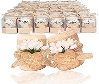 Vista 10 de 12 portavelas de madera para velas de té, regalos de agradecimiento de boda para invitados, centros de mesa de bautismo/despedida de soltera