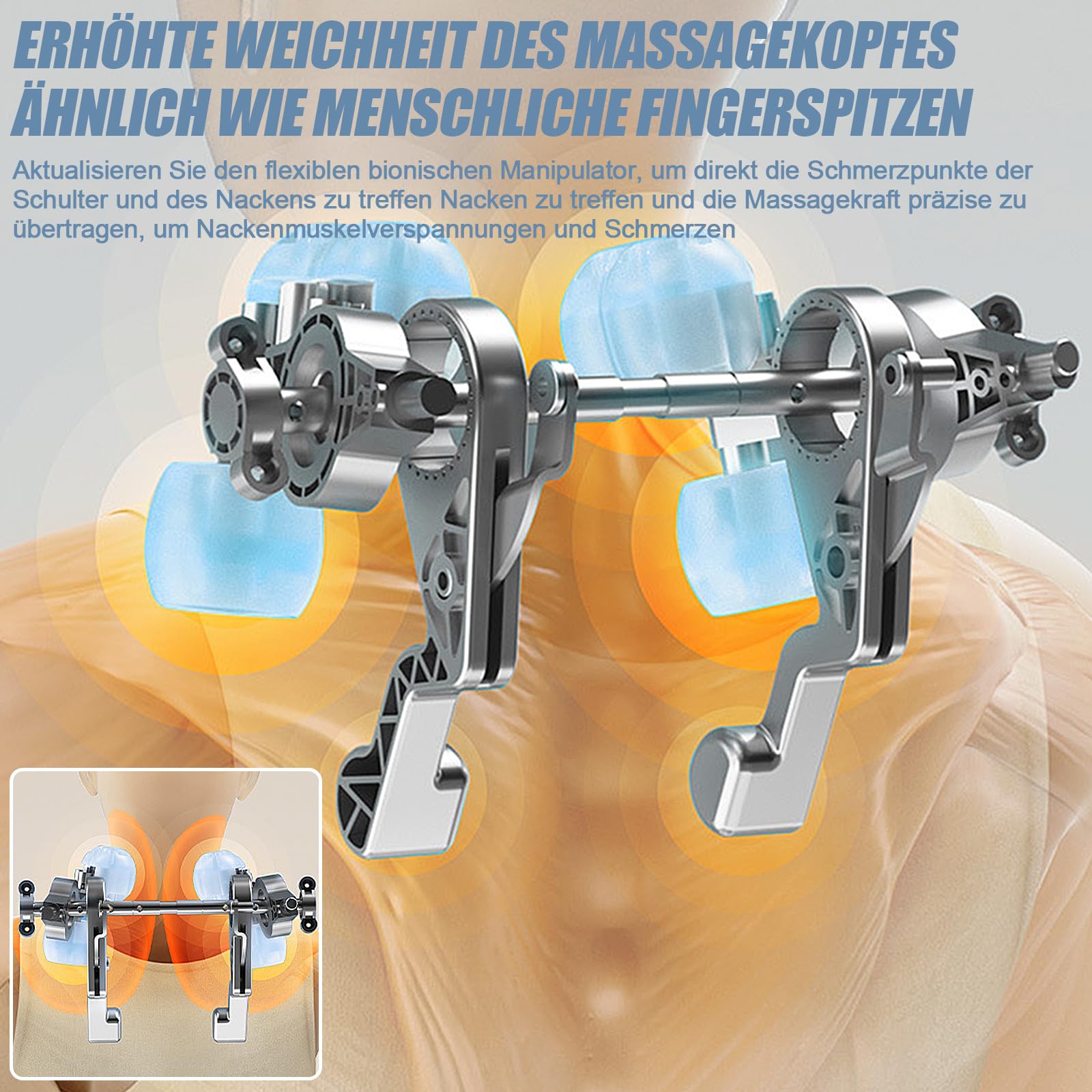 Shiatsu masażer karku, ramion i karku, z funkcją ogrzewania, bezprzewodowy, elektryczny masażer karku, pleców, ramion (A)