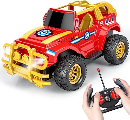 Hymaz Coche de control remoto para niños 4-7, 8-12, 2.4Ghz escala 1:20, auto a control remoto, camión todoterreno con faro, para interiores y