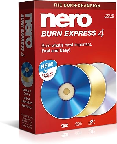 Nero Burn Express 4  Burn CD DVD Bluray  Copy  Rip  Convert  Backup  Protect  1 PC  Windows 10  8  7