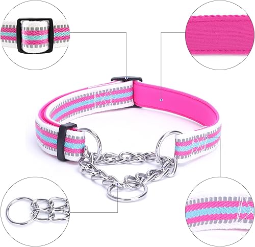 Miniatura 2 de LOS ANDES Collar Martingale para perros, collar reflectante para perro, collar de entrenamiento acolchado ajustable para perro, collar de nailon
