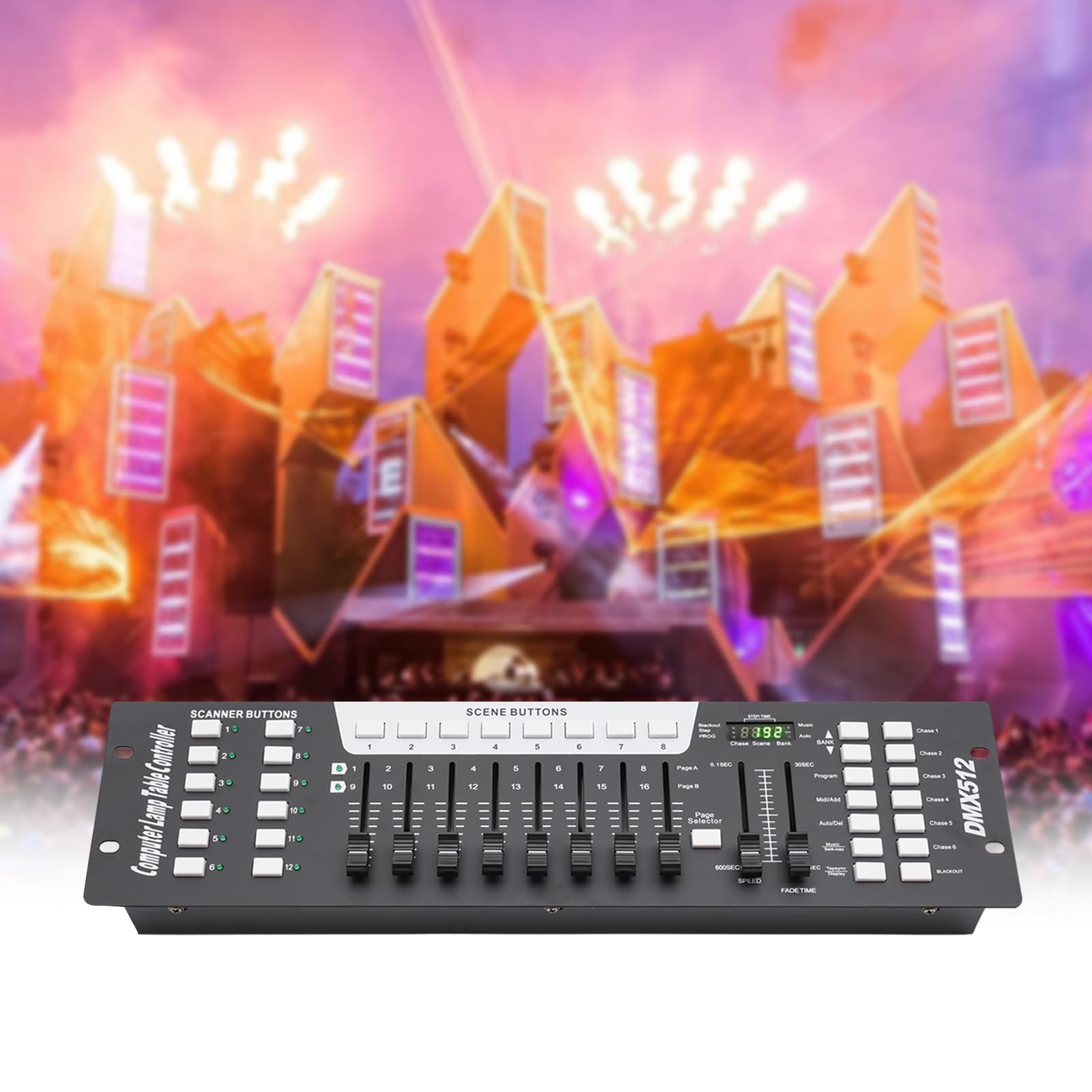 192DMX Controller Profi 192 Kanäle DMX512 - Automatikmodus mit 240 Szenen & 6 Chases für Moving Heads/LED PAR, CE/FCC (Schwarz)