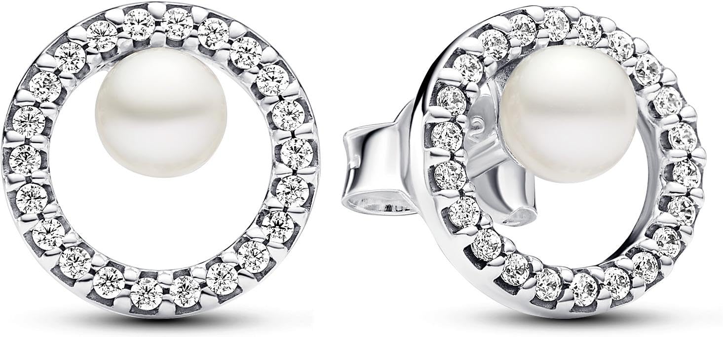 Pandora Behandelte Süßwasserzuchtperle & Pavé-Strahlenkranz Ohrringe 293154C01 Earrings