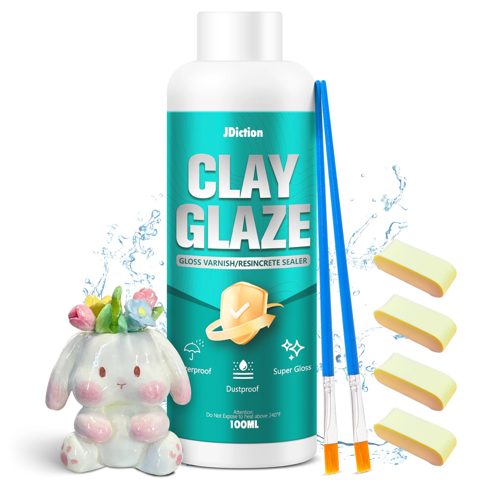 Air Dry Clay Varnish, 100ML Clay Varnish for Air Dry Clay Glaze, ResinCrete Sealer, Varnish for Pottery&Acrylic Paint, Waterproof & Stain & Resistant, Design for Air Dry Clay Pottery (Gloss)