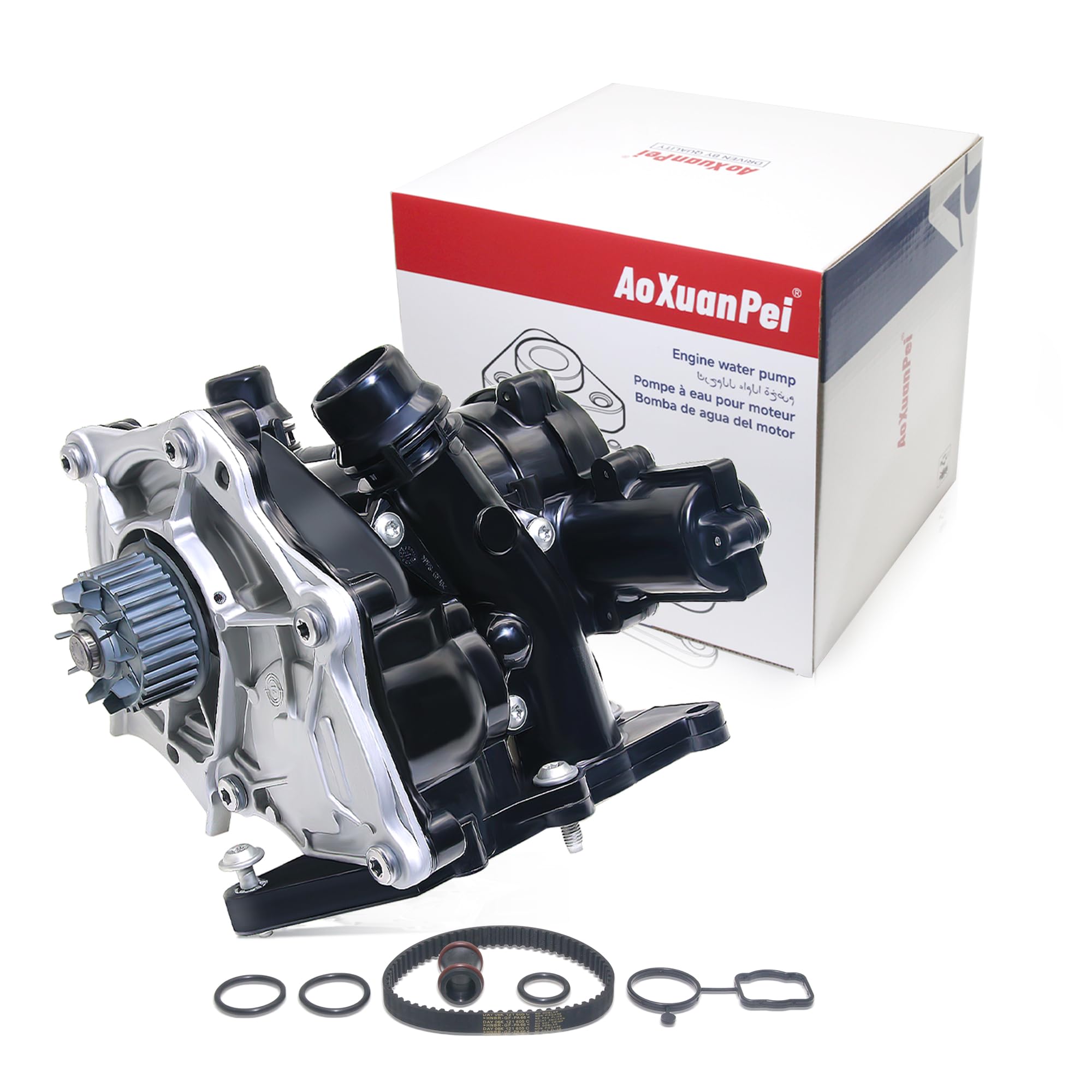 View 1 of 06L121012A EA888 Gen3 Electric Water Pump Thermostat Assembly Coolant Pump With Gaskets for Audi A3 A4 A5 A6 Q3 Q7 TT S3 Volkswagen Beetle Passat Golf GTI 2.0L Auxiliary Replace OE 06L121111P/B/G/J/H