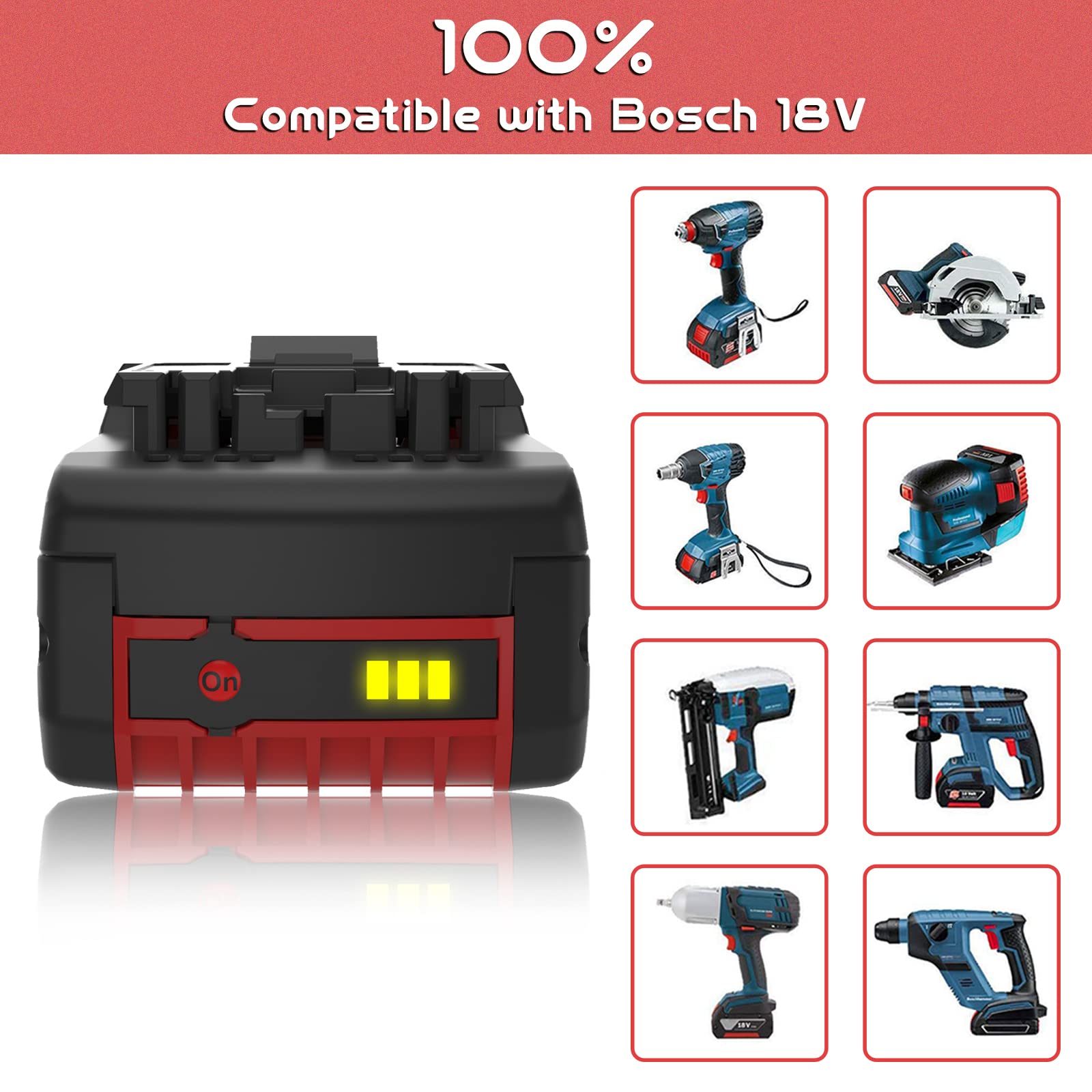 Batteria Ricambio Per Utensili Bosch 18V | 5500mAh | Compatibile Con BAT609, BAT618, BAT619 E Altri - Foto 8