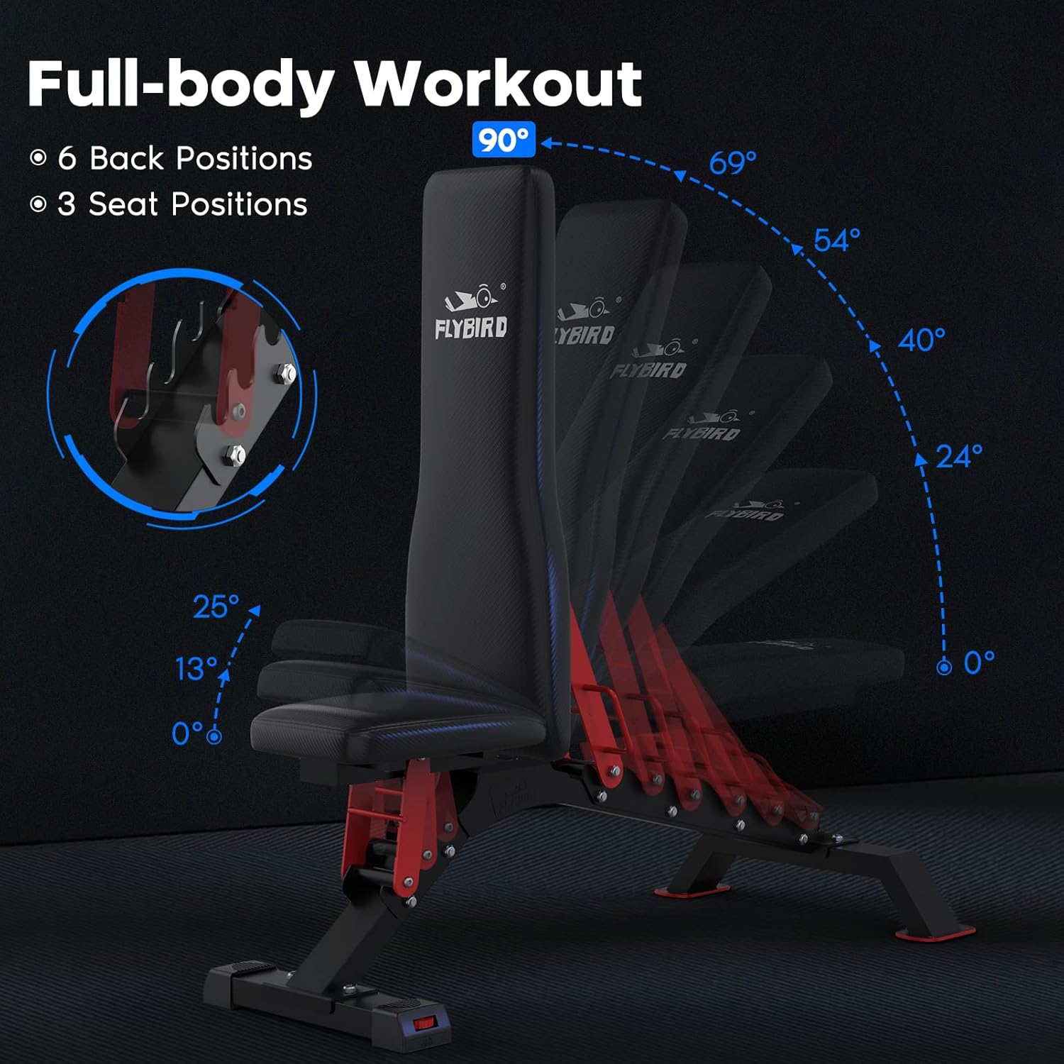 FLYBIRD Weight Bench, 1100LBS Weight Capacity Strength Training Bench Heavy-Duty Adjustable Workout Bench : Sports & Outdoors