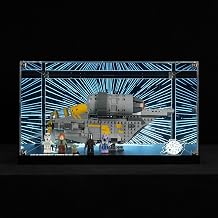 Acrylic Display Case Compatible with LEGO Star Wars The Razor Crest 75447 Dustproof Showcase with Ambient Glow, UV Backdrop & Display Plaque Case Only