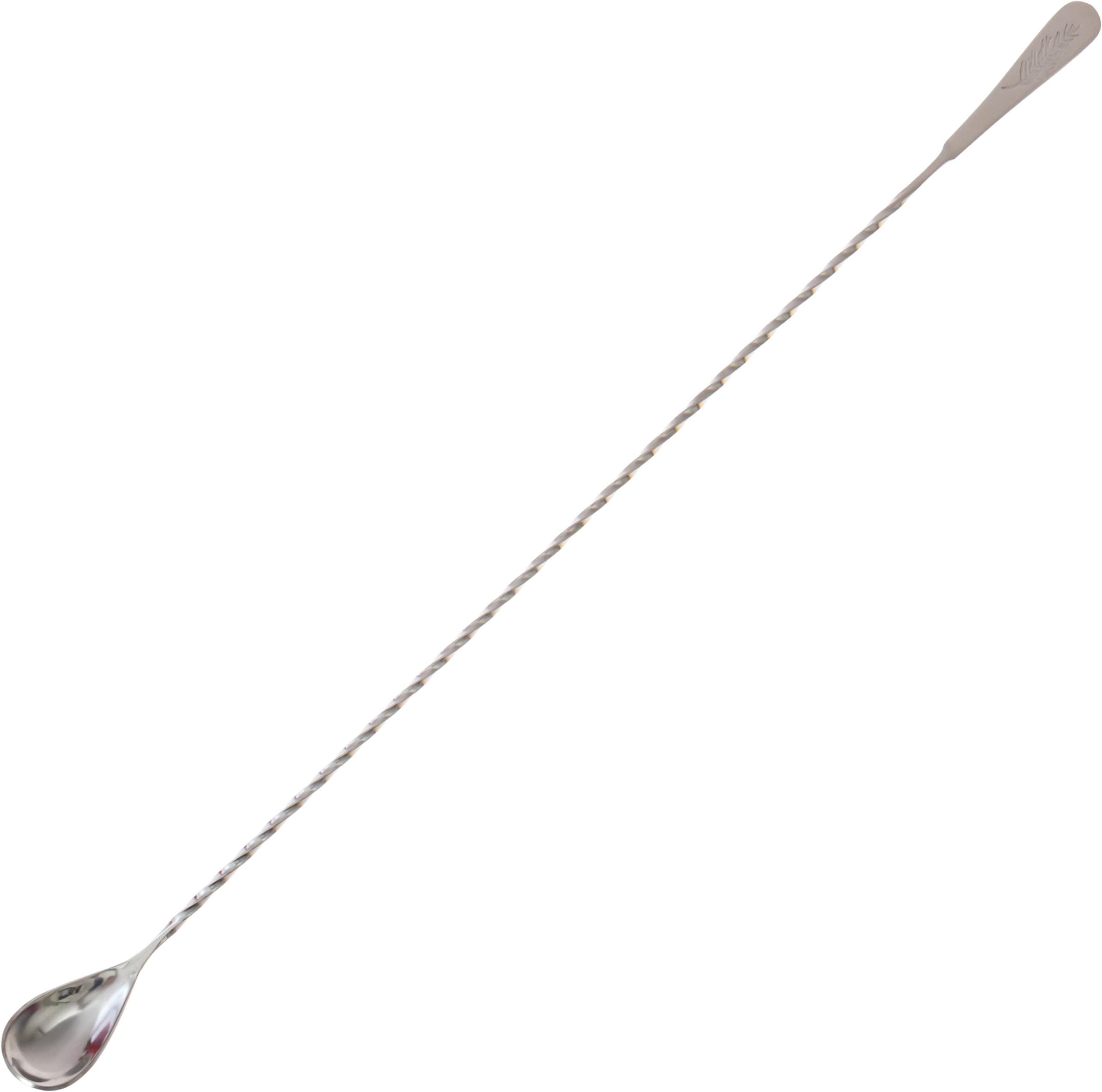 Mixologists 18" Extra Long Cocktail Mixing Glass Spoon Bar Stirring Spoon - Stainless Steel with Forged Rosemary Garnish on Handle