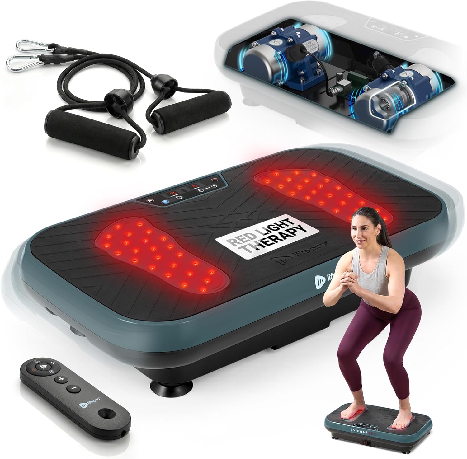 Plataforma vibratoria Lifepro VibraRed con terapia de luz roja miniatura 1