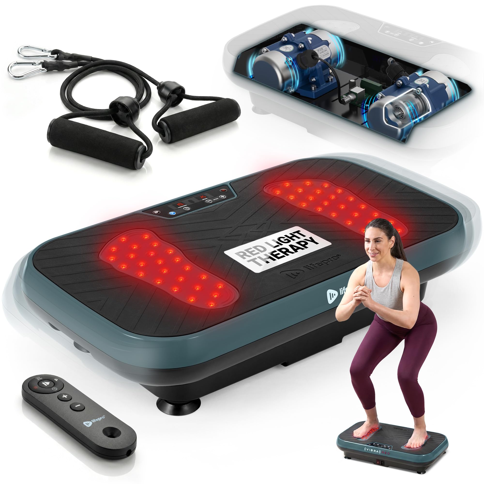 VibraRed Vibration Plate with Red Light Therapy & Resistance Bands