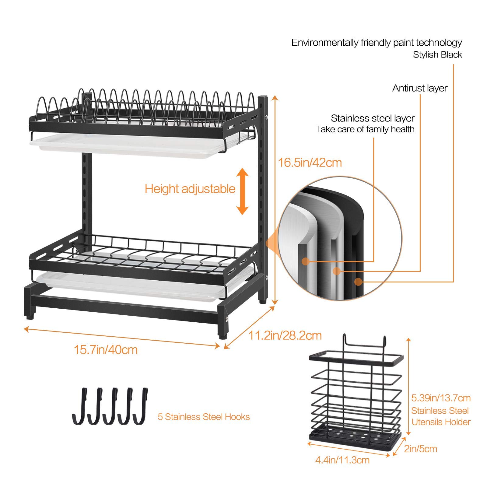 Buy Xcosrack Dish Drying Rack 2 Tier 304 Stainless Steel Dish Rack
