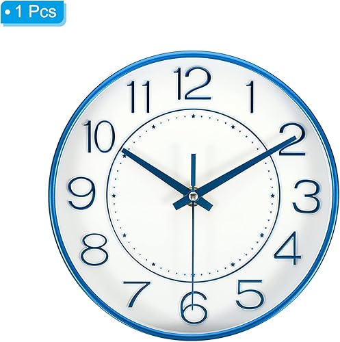 Miniatura 3 de PATIKIL Reloj de pared de 8 pulgadas, funciona con pilas, silencioso y moderno reloj de pared redondo sin tictac para decoración de cocina, oficina,