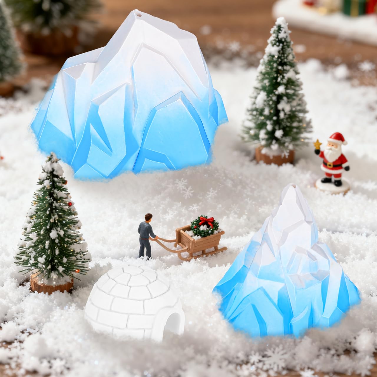 Ensemble De Figurines Igloo Et Sapins – Modèles Miniatures De Maison De Glace Et Arbres De Noël, Décor Réaliste Pour Pâtisserie, Vitrine Ou Diorama