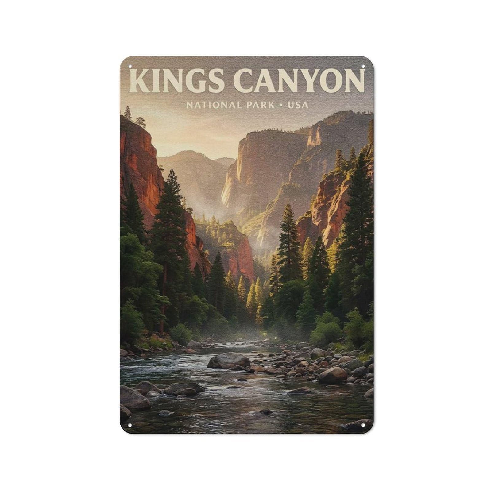 Junmoney Style-17 Kings Canyon National Park Rustic Metal Plaque 30X20cm For Living Room Wall, Suited To Home Wall Decor Collectors