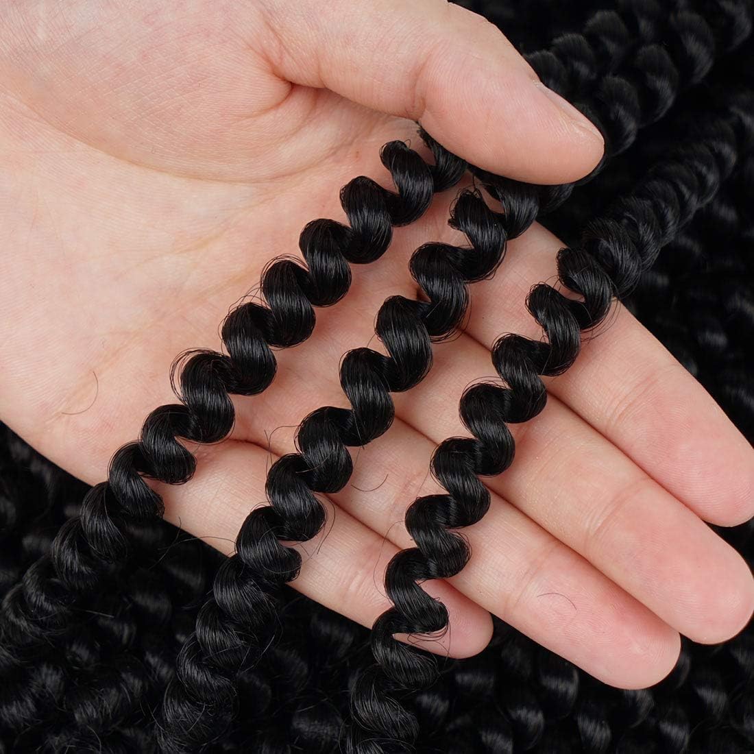 Spring Twist Hair - extension per trecce a crochet capelli dall’ aspetto naturale - Kanekalon 90 ciocche 330 grammi divisi in 3 pezzi + 3 accessori in omaggio (1B, 8" 20cm)