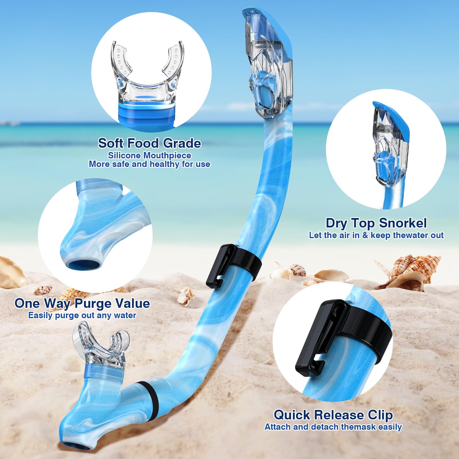 Maschera Snorkeling Integrale Per Bambini Con Pistola Ad Acqua – Vista 180°, Antiappannamento, Tubo Rimovibile, Gioco Da Piscina