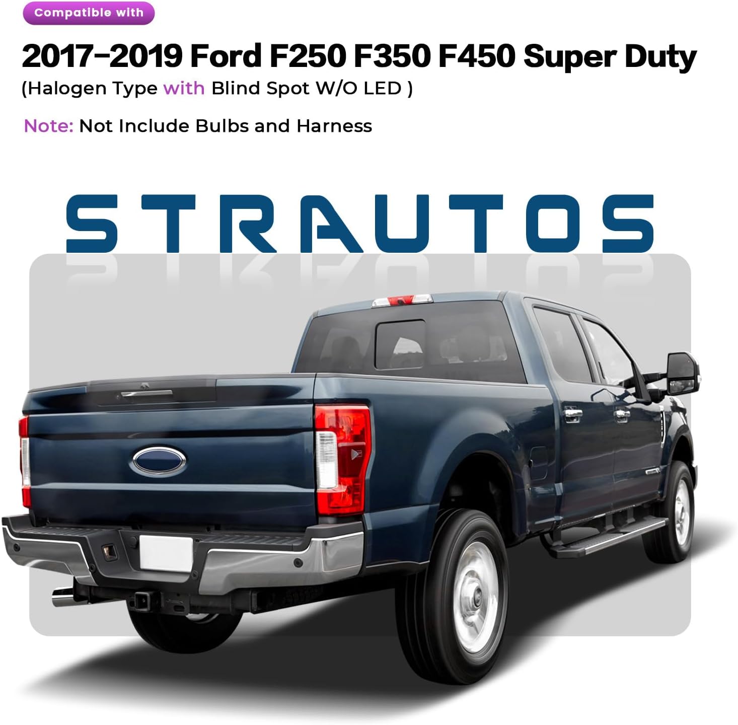 Tail Lights Compatible With 2017 2018 2019 Ford F250 F350 Super Duty Halogen w/Blind Spot Replace KC3Z13404C (Right Passenger Side)