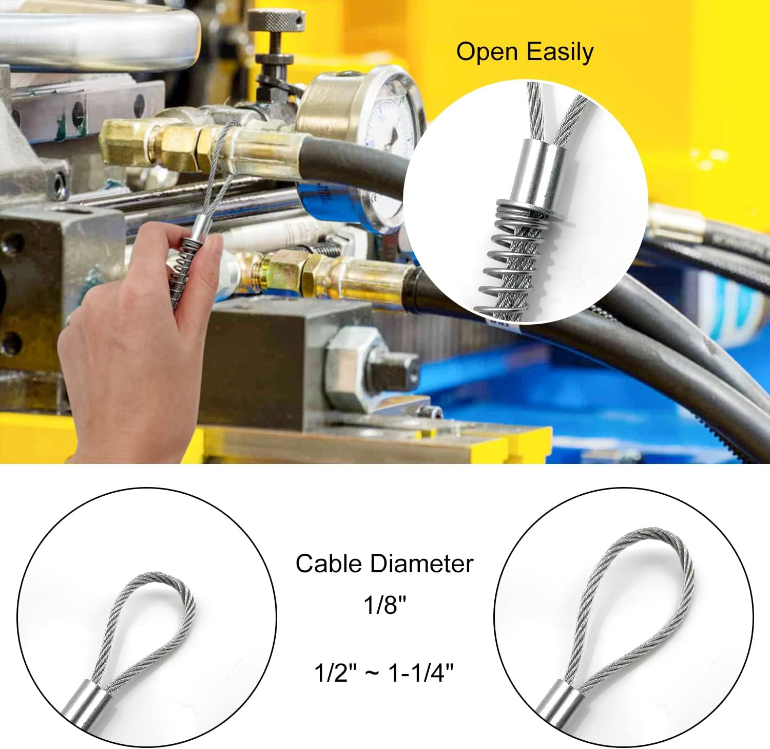 Whip Stop Restraint 15PCS, 1/8" x 20-1/4" Hose to Hose soma 1/2" - 1-1/4" Safety Hydraulic Pressure OSHA Compliant