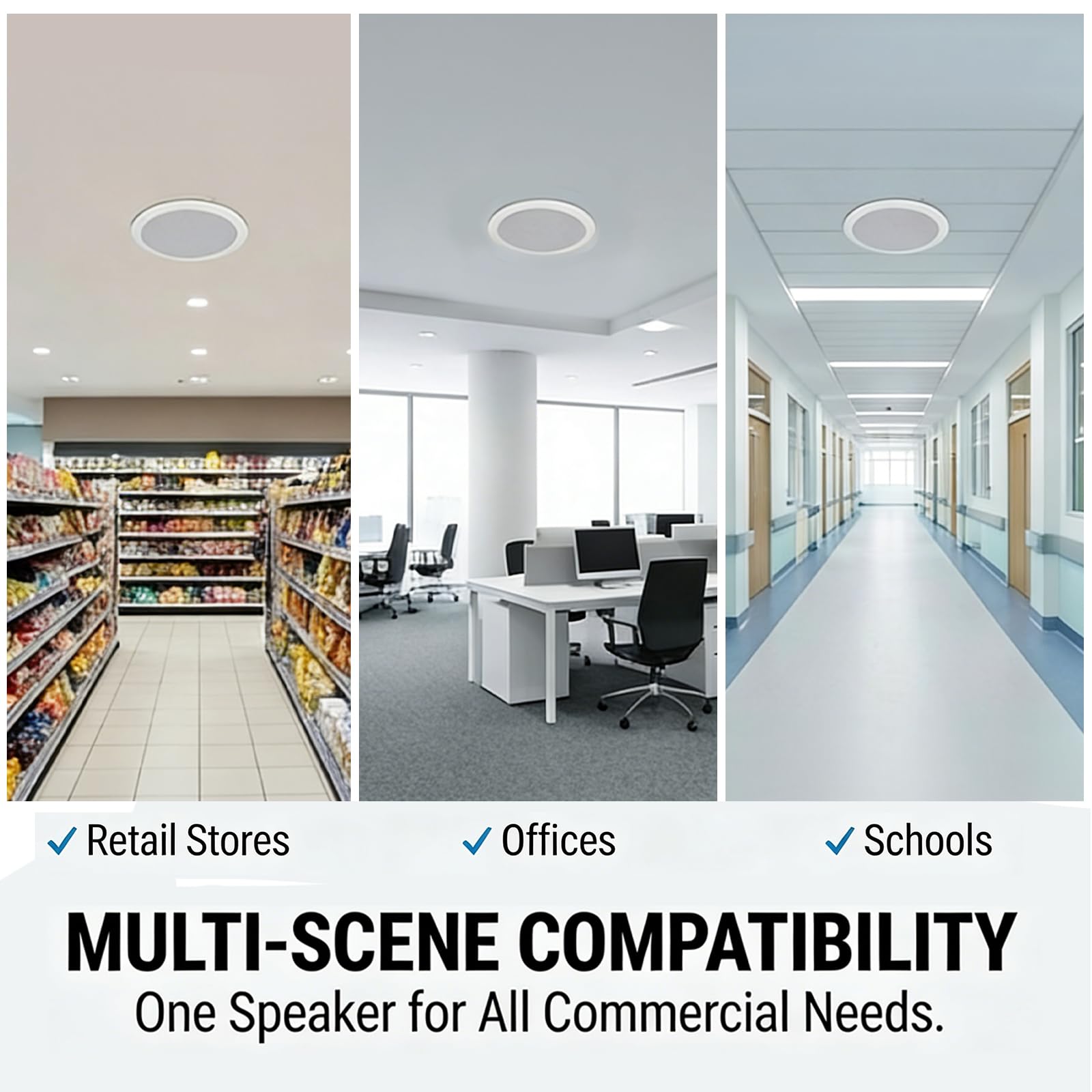 STUDIOFINIX Altoparlante da soffitto da 20,3 cm, 70 V, potenza 5 W/10 W/20 W, risposta in frequenza 70 Hz-20 kHz, altoparlante PA a soffitto per grandi spazi commerciali e sistemi musicali di