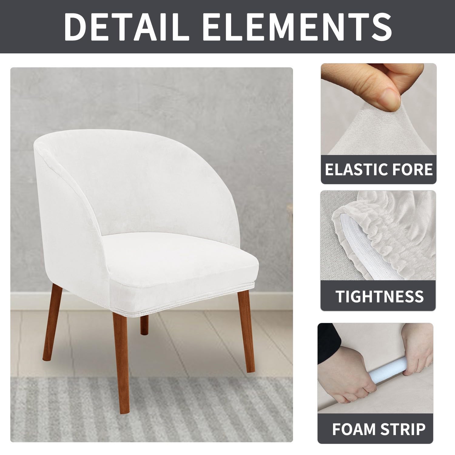 Coprisedia elastici in stile nordico, per sala da pranzo, sedie rotonde con braccioli, protezioni moderne per mobili da ufficio, facili da pulire