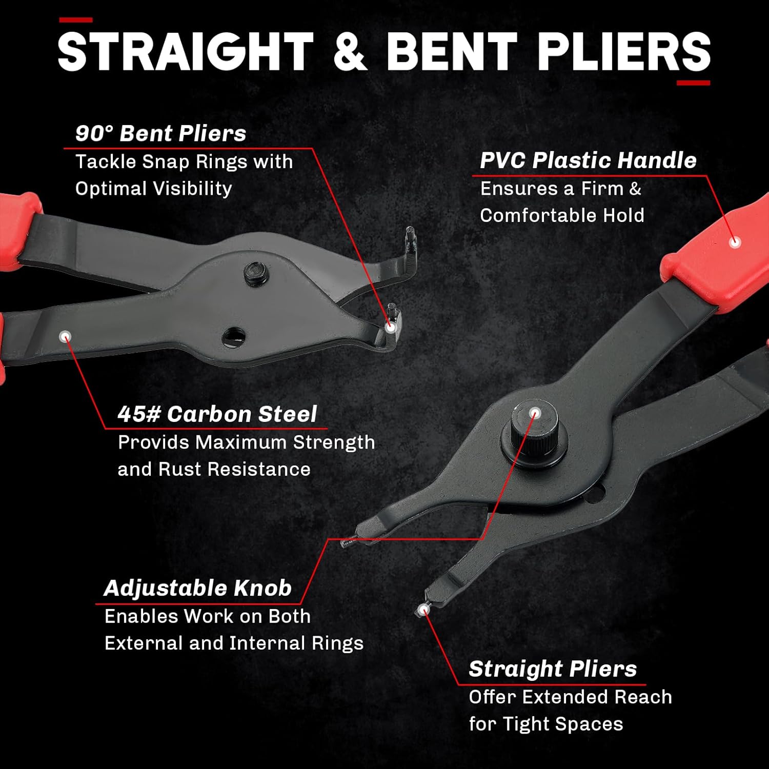 11PCS Snap Ring Plier Set & 4 Pack Metal Nut Splitter Set