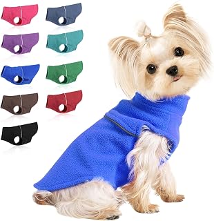 Dog Clothes for Small Dogs Fleece Vest Dog Sweater Boy Girl, Warm Pullover Fleece Doggie Jacket, Winter Pet Ourfit Chihuahua Sweater - Yorkie Clothes (Blue, XX-Small)