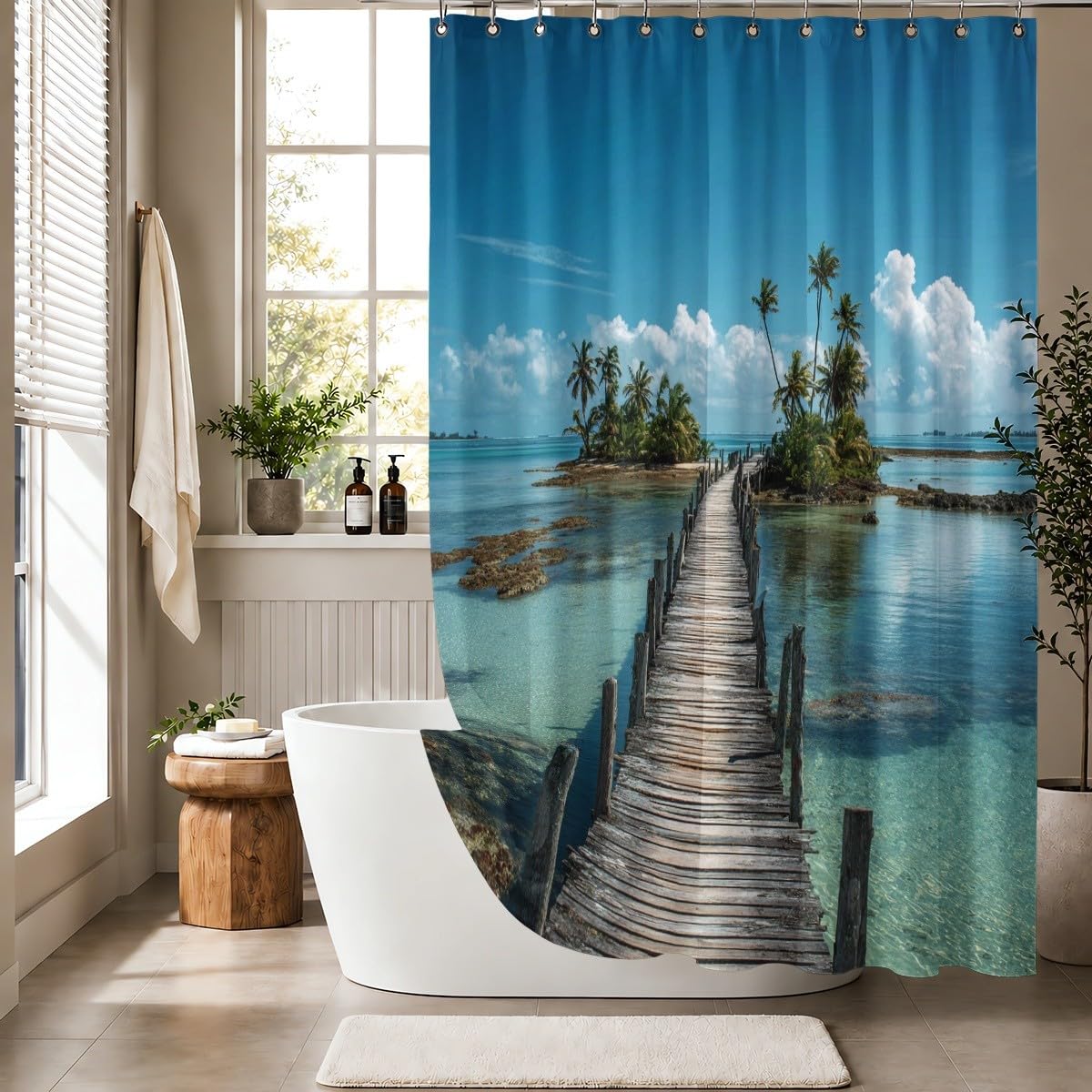 Generico Blu Tenda Doccia 240x200 cm Asciugatura Rapida, Facile da Pulire