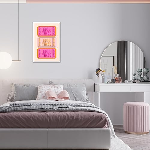 Miniatura 3 de KFDJIG Good Times Ticket Wall Art - Arte de pared de moda estética de habitación, arte de pared rosa y naranja, póster de dormitorio de bar, carrito
