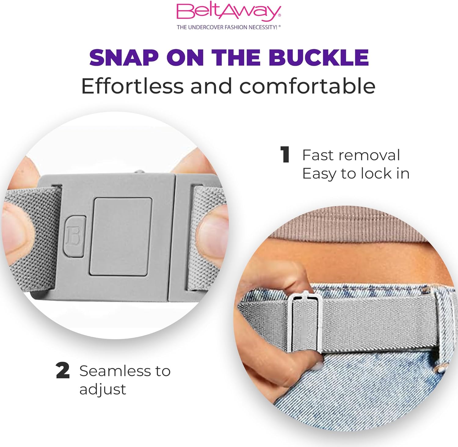 BELTAWAY Easily Adjustable Elastic Flat Buckle No Show Belts for Women – Stretch No Bulge jeans pants - Image 4