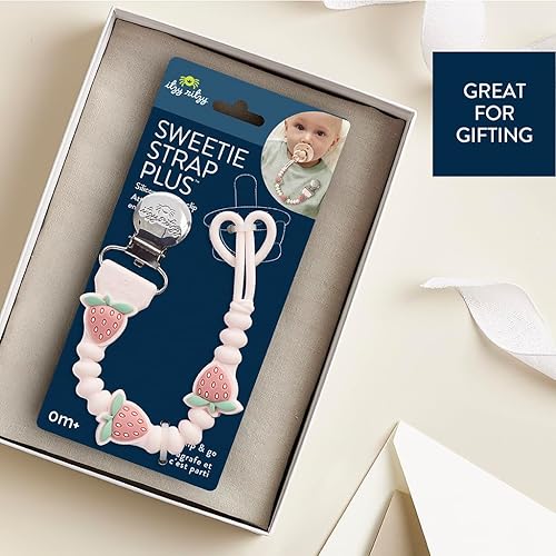 Miniatura 5 de Itzy Ritzy Clip para chupete de silicona correa para chupete de silicona 100% de grado alimenticio con clip que mantiene los chupetes, mordedores y