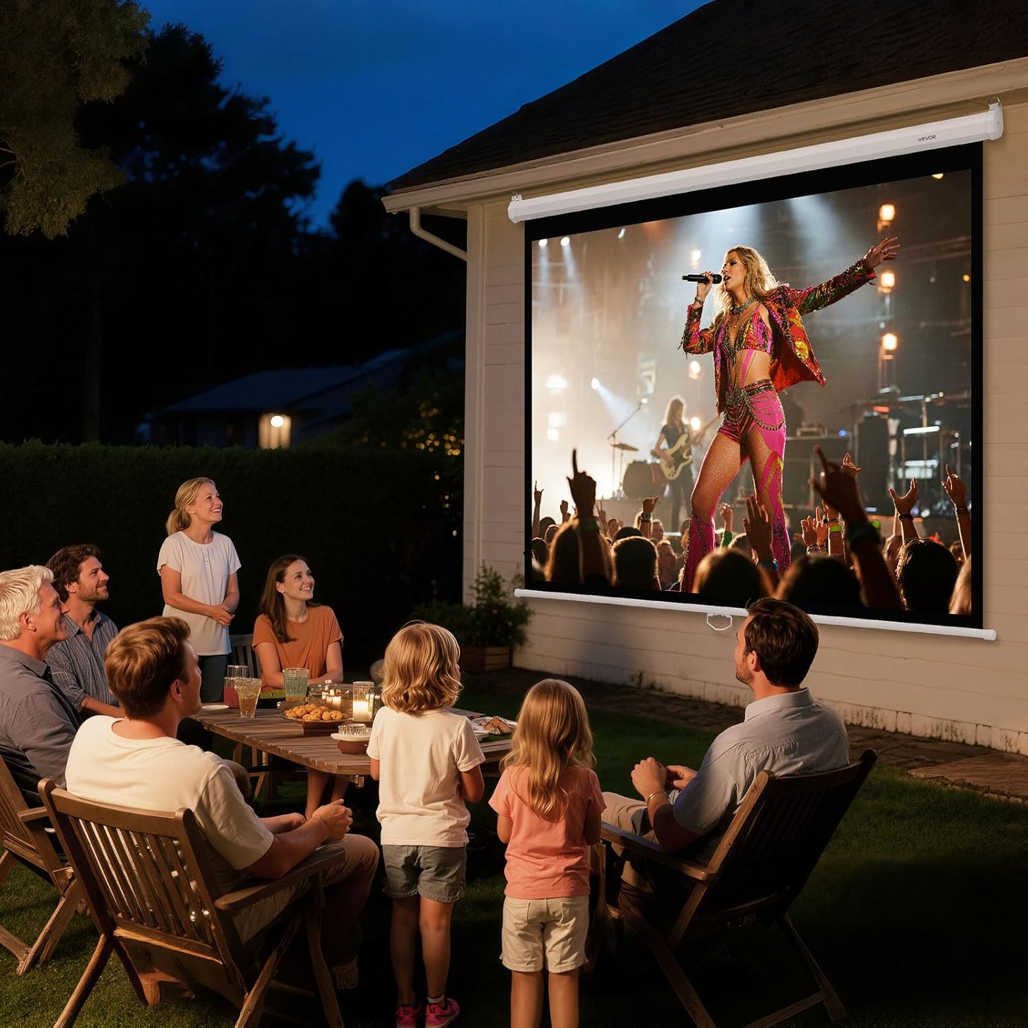 VEVOR Manual Projector Screen, 72 inch 4:3 4K 1080 HD Retractable Pull Down Projector Screen, Wall Mounted Movie Projection with Pull Rope, Portable Display Projectoin for Family Home Office Theater