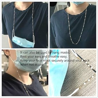 Pearl Sunglasses Chian Reading Glasses Chain Strap Necklace for Women