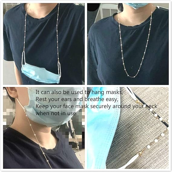 Pearl Sunglasses Chian Reading Glasses Chain Strap Necklace for Women