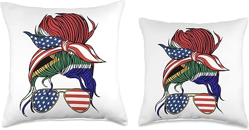 Miniatura 3 de Country Pride Apparel Half American African Roots Sudáfrica USA - Almohada de moño desordenado, 16 x 16 pulgadas, multicolor