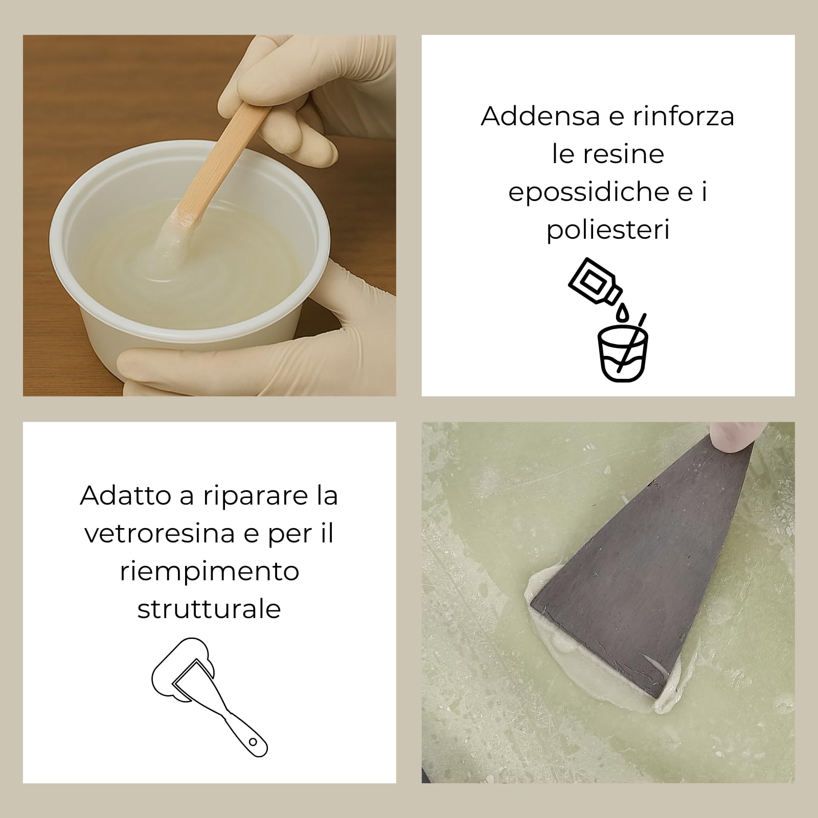 Additivo MICROFIBRE per Resina 5L, Polvere Finissima Premiscelata di Fibra di Vetro e Macinata per Stucchi Strutturali per Riparazioni di Vetroresina, Legno e Materiali Danneggiati