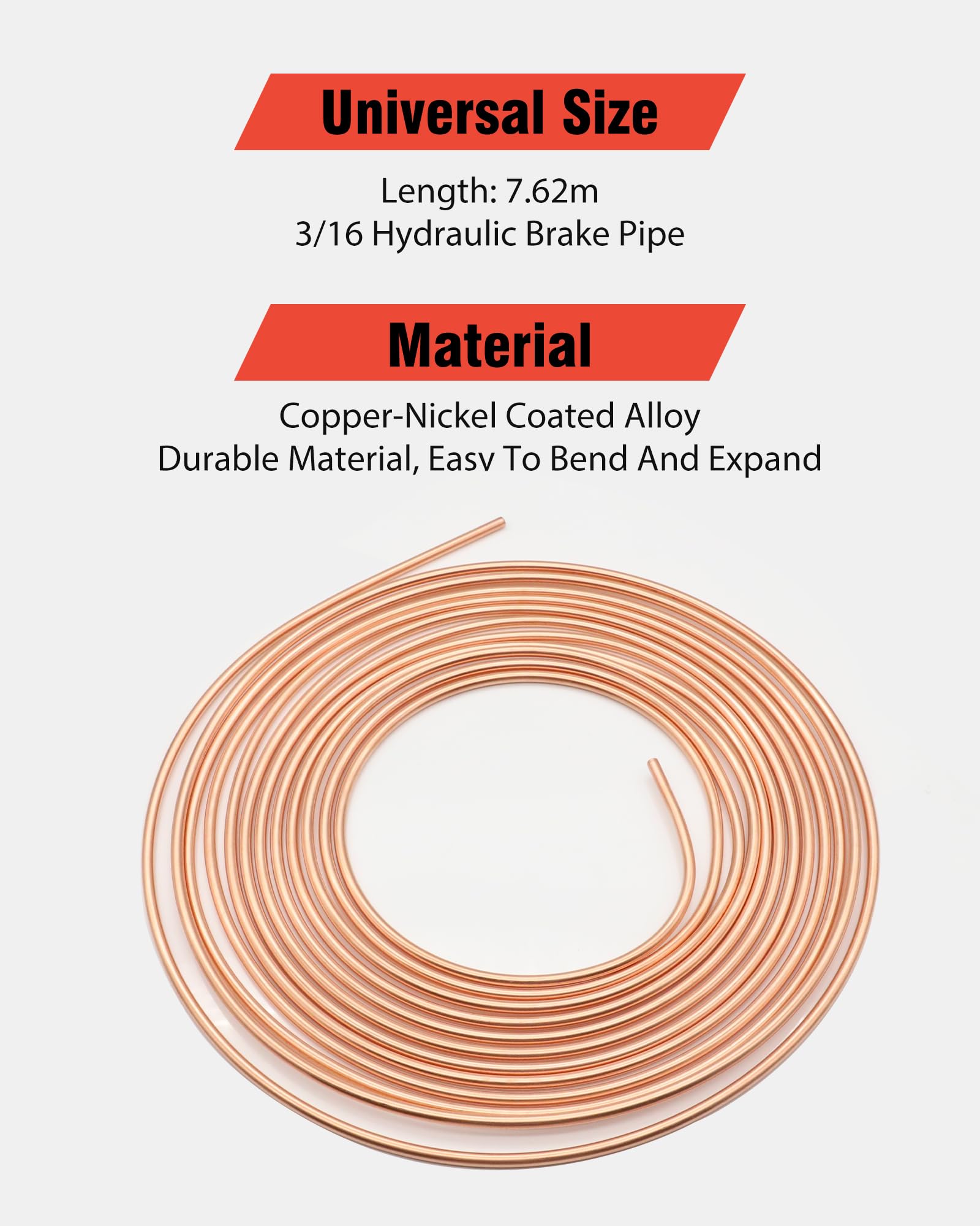 RUIZHI Attrezzi Svasatura Tubi Freno, con 7,62m Ø 4,75mm Tubo di Freno, con 16 Connettori + 5 Connettori, con 45° Condizionamento Svasatura Tubi Rame, Taglierina per Tubi di Rame 3-28mm