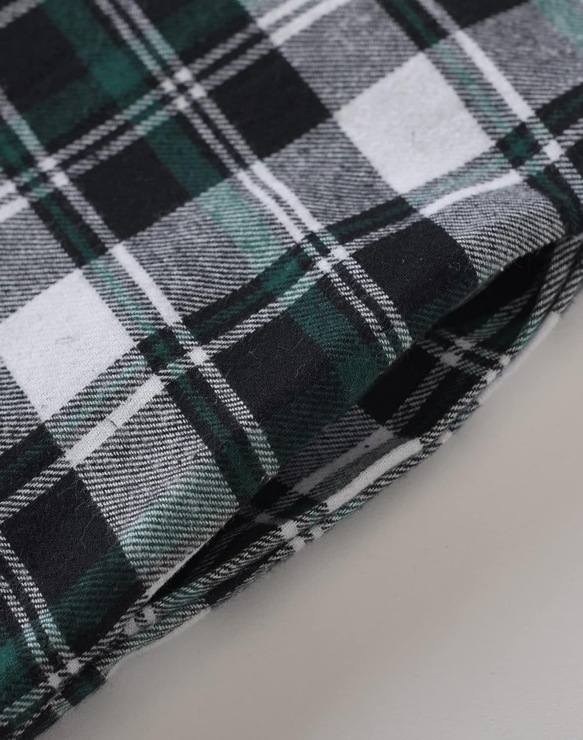 Latuza Women's Cotton Plaid Flannel Nightgown Long Sleeves Pleated Gown with Pockets - Image 6