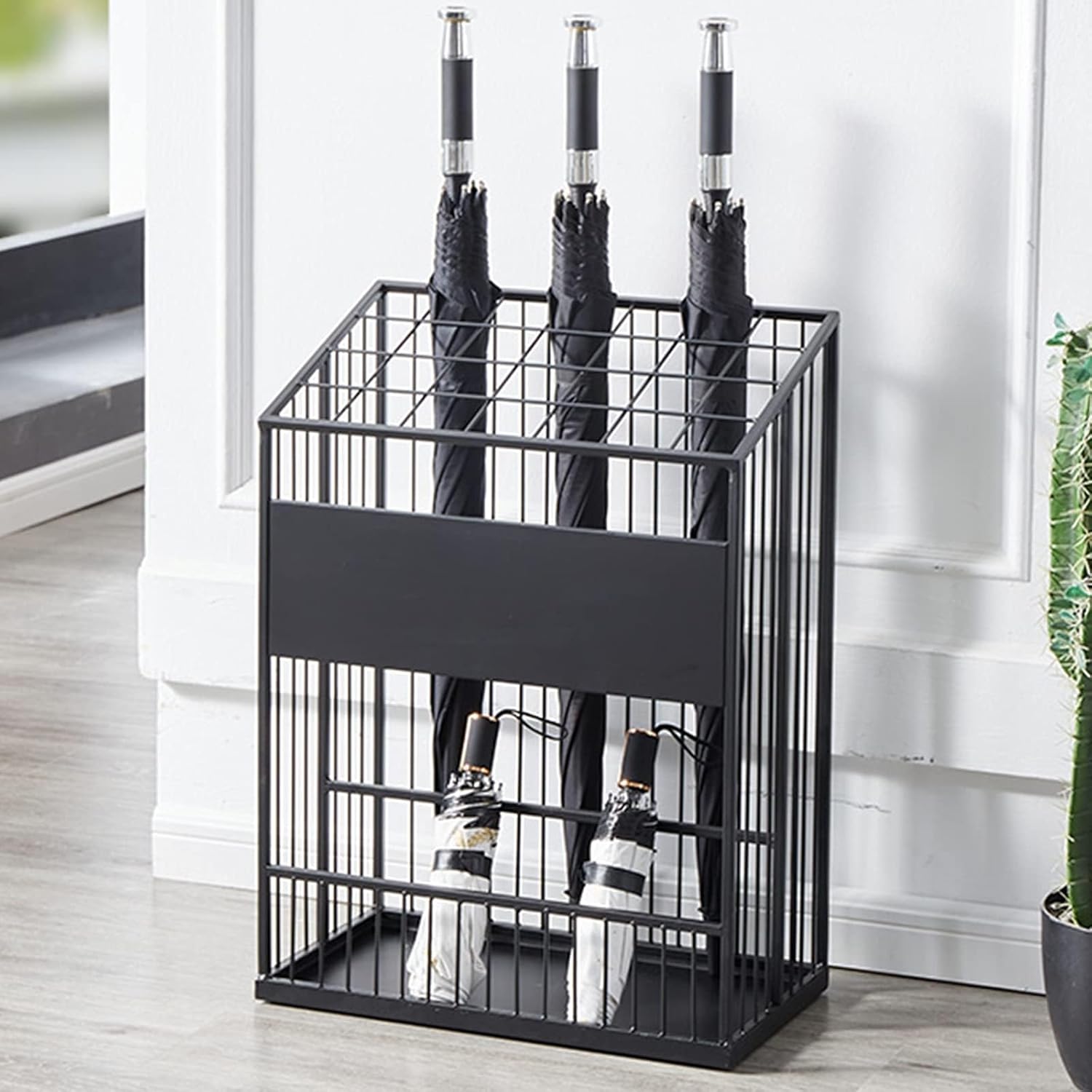 Commercial Large Umbrella Holder - Freestanding Metal Stand for Umbrellas & Canes, Stylish Rectangular nizer, Modern Grid Design (Color B) - Durable, Space-Saving Storage Solution