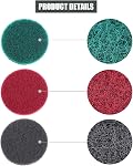 Glarks 16Pcs 4 Inch Perceuse Power Brosse Tile Scrubber Scouring Pads Kit de nettoyage avec 4 Porte-plaquette de disque de pouce pour salle de bain & Nettoyage de cuisine, 3 Stiffness différente (Rouge, Gris, Vert)