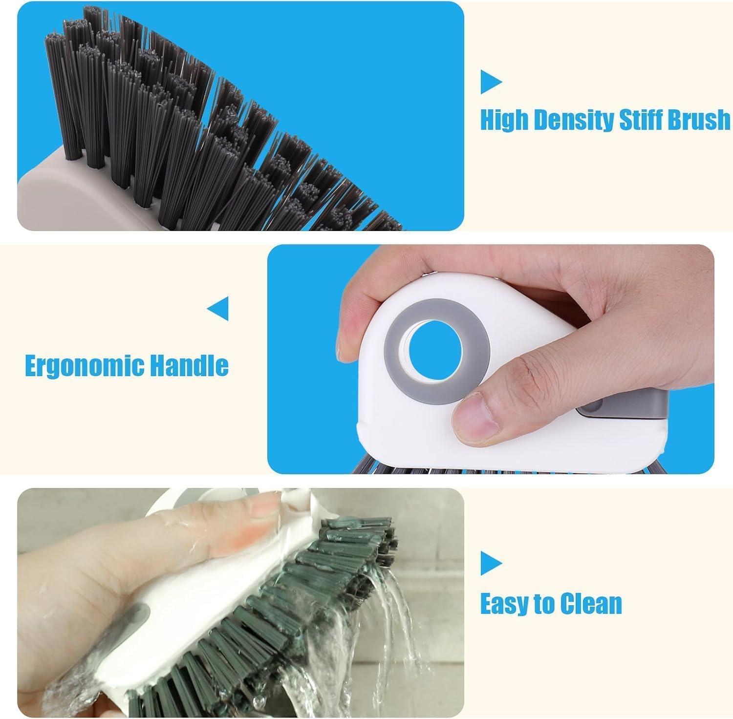 Groove Cleaning Brush 2 in 1 Grout Cleaner Tool Grip Brush Hard Bristle Crevice Cleaning Brush for Sliding Door Track, Window Sill, Window Seal